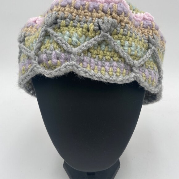 Handcrafted Crochet Pastel Multicolor Beanie Hat - Picture 1 of 6